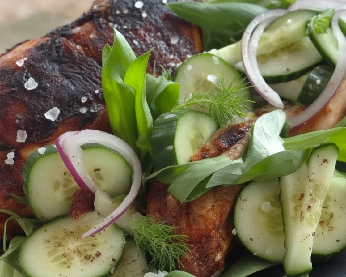 Delicious Cucumber Ranch Crack Salad with creamy dressing, cheddar cheese, and bacon