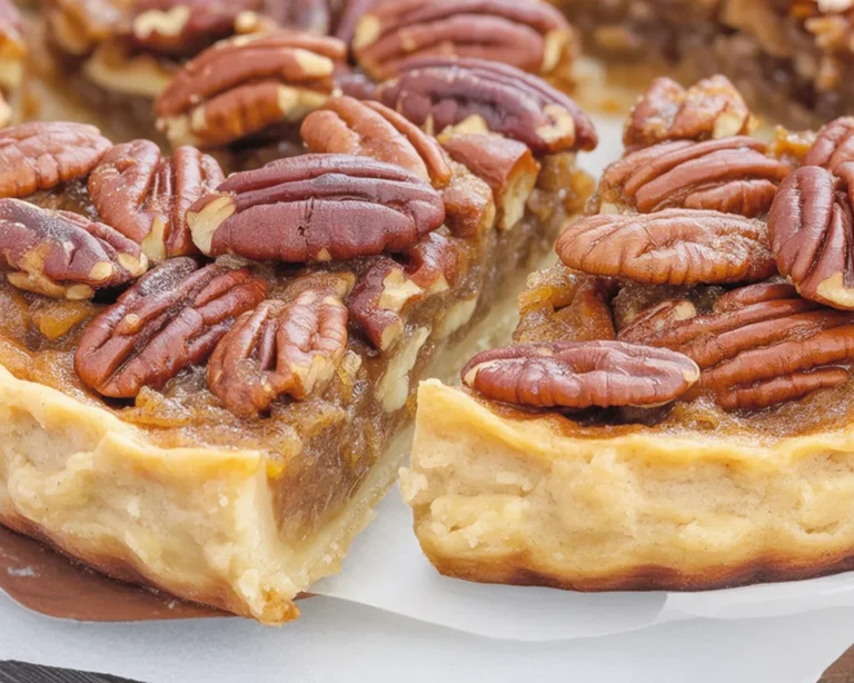 Delicious Condensed Milk Pecan Pie topped with toasted pecans and creamy filling.