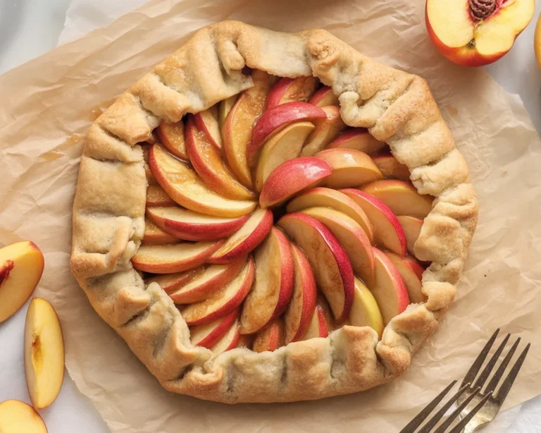 Easy peach galette with fresh peaches and flaky crust, perfect rustic dessert.
