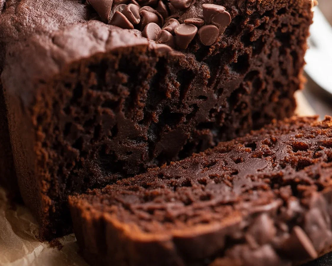 Delicious homemade hot fudge brownie bread with gooey fudge swirls.