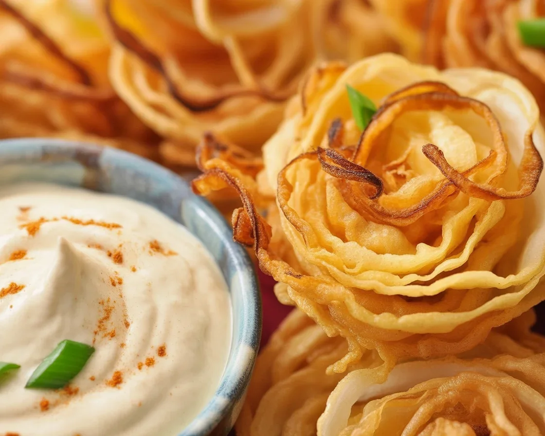 Baked cheesy onion rings topped with crispy cheese, perfect low carb snack.