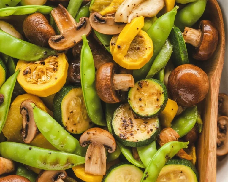Colorful Balsamic Grilled Vegetables with zucchini, bell peppers, and mushrooms on a grill.