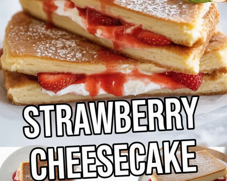 Fried Strawberry Cheesecake Sandwiches with crispy bread and creamy filling