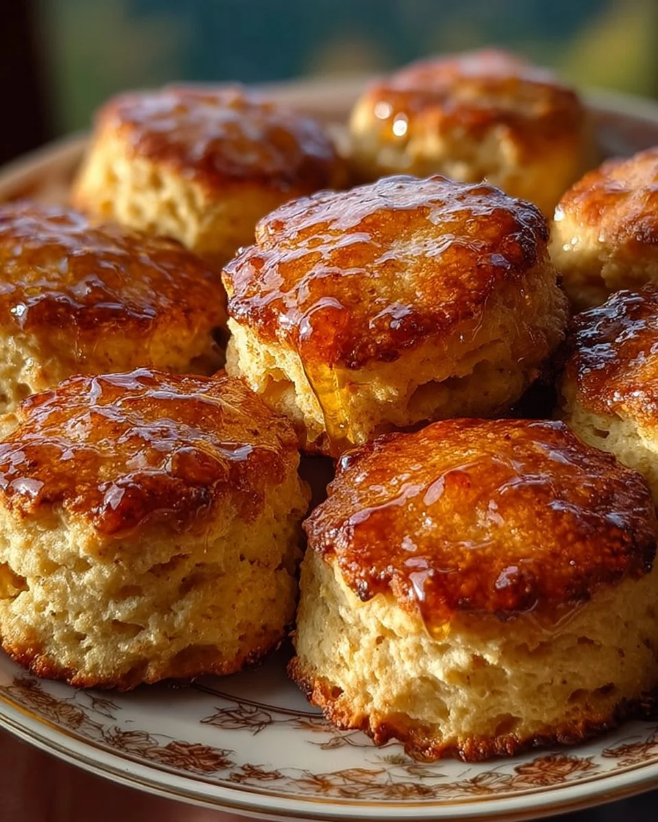 Delicious Apple Biscuits with Honey Butter Glaze on a plate