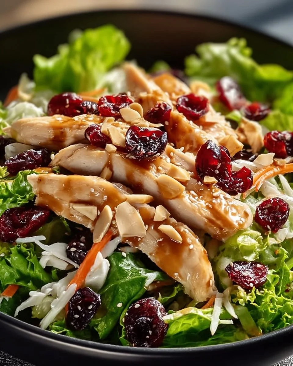 Asian Chicken Cranberry Salad featuring fresh ingredients and vibrant colors