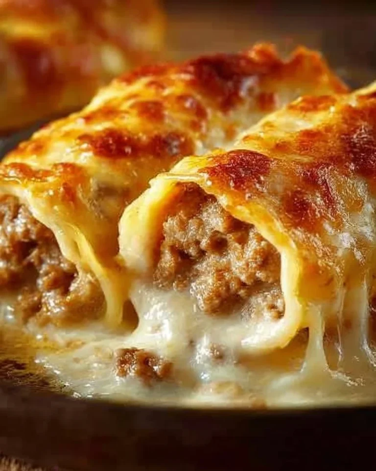 Deliciously baked cannelloni with cheese and savory filling ready to serve.