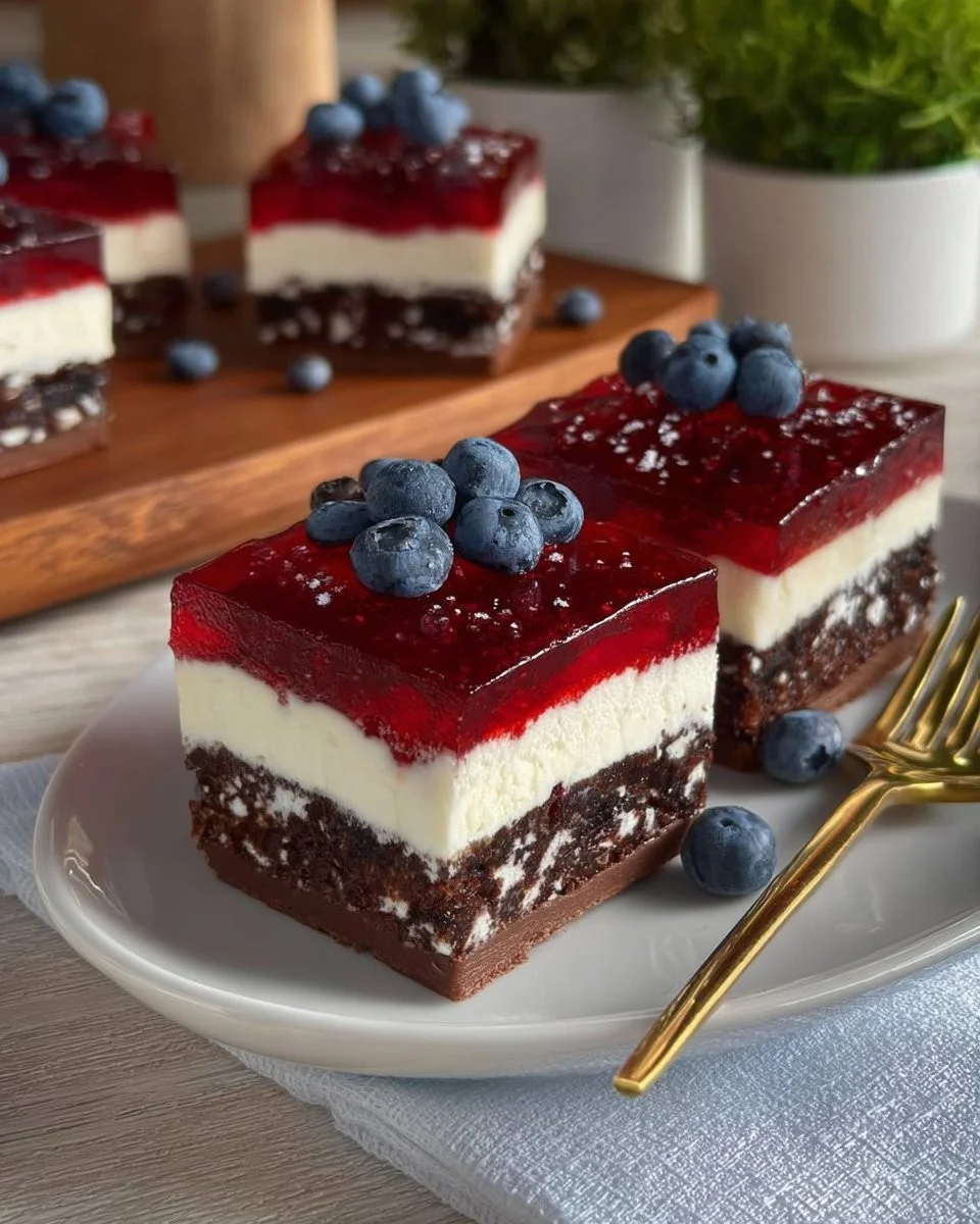 Biszkopt karpatkowy z kremem i galaretką na talerzu