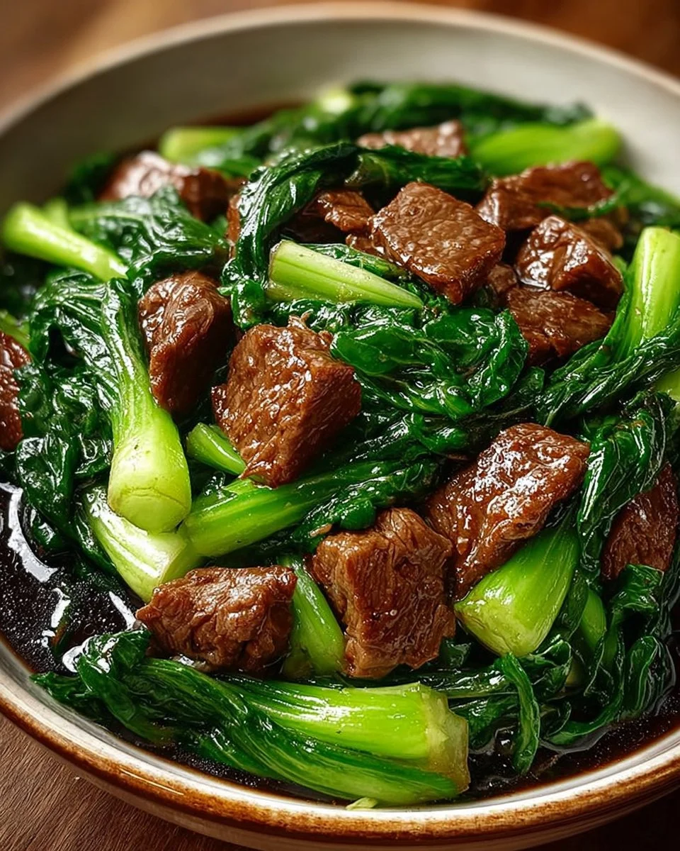 Delicious Bok Choy Stir-Fried Beef with vibrant vegetables served in a bowl