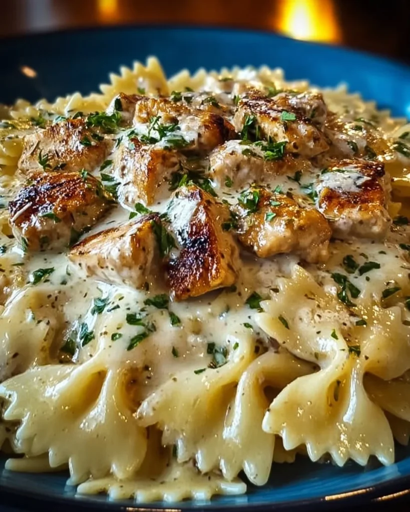 Bowtie Pasta with Creamy Lemon Garlic Chicken & Parmesan