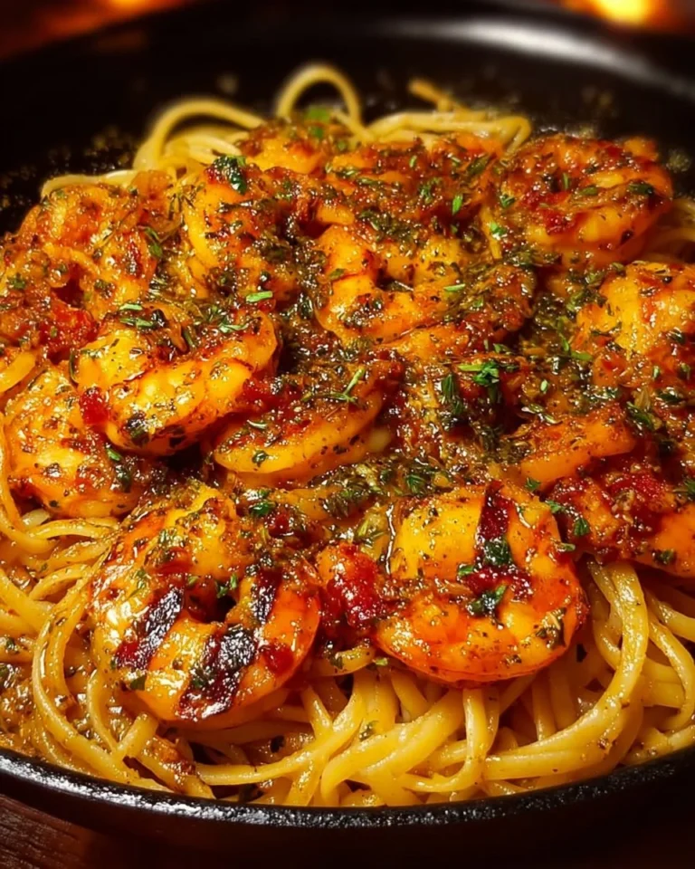 Cajun Shrimp Scampi with garlic and herbs in a savory sauce