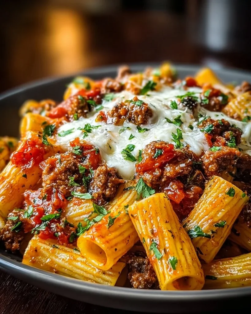 Cheesy Beef Rigatoni Bake