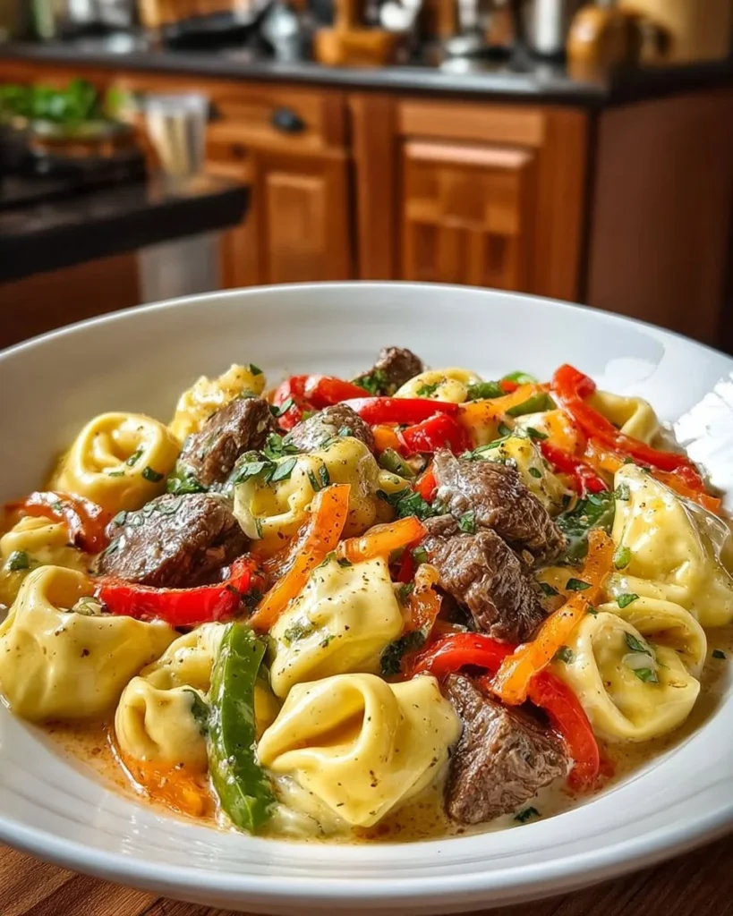 Cheesy Philly Steak Tortellini Skillet