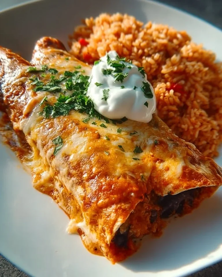 Delicious Chicken Fajita Enchiladas garnished with fresh toppings