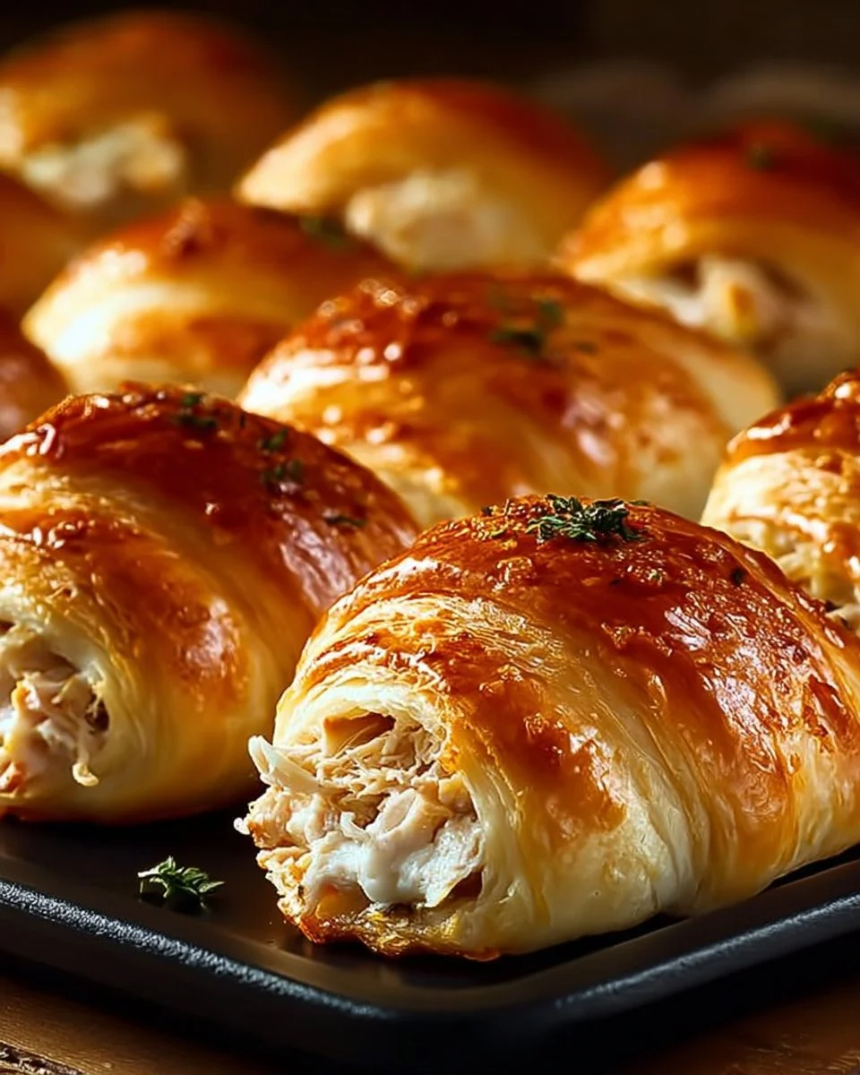 Easy chicken stuffed crescent rolls ready to be served as a delicious dinner option.