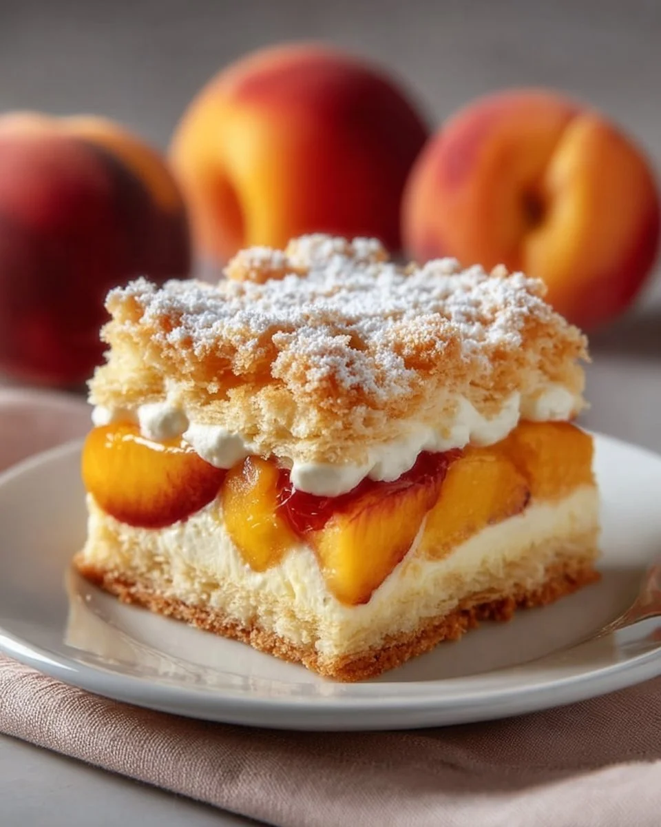 Ciasto z brzoskwiniami i kremem budyniowym - pyszny deser na stół