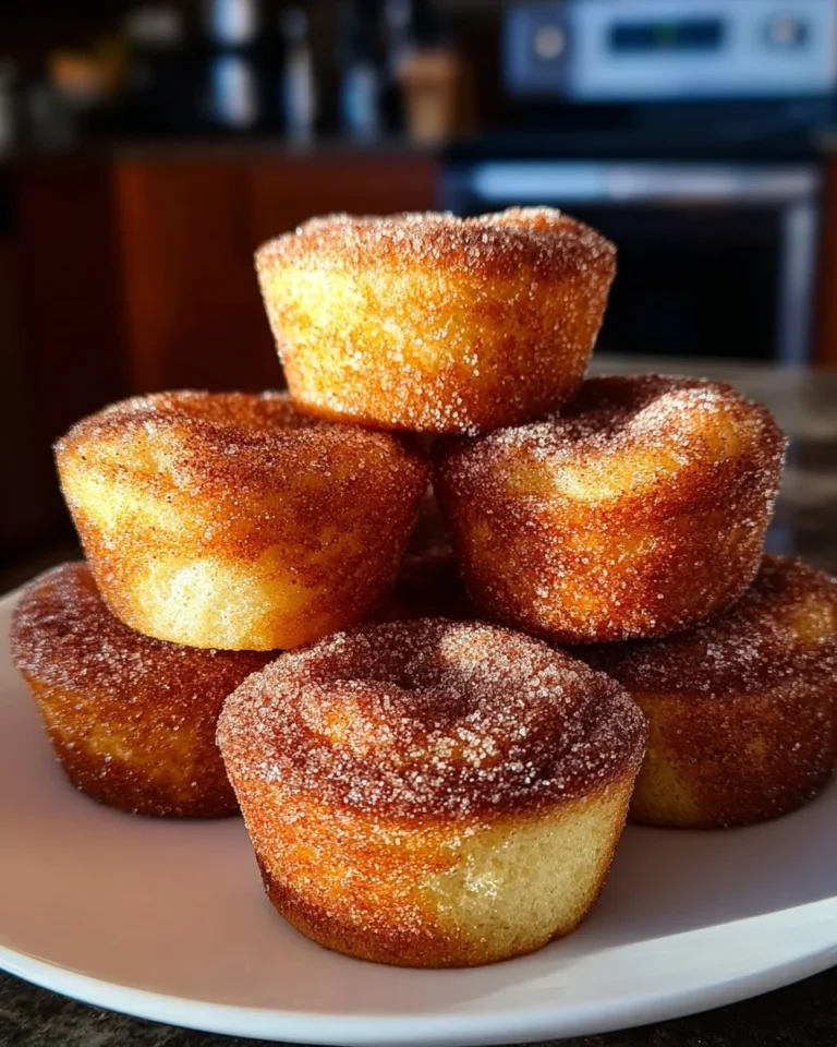 Freshly baked Cinnamon Sugar French Toast Muffins on a plate