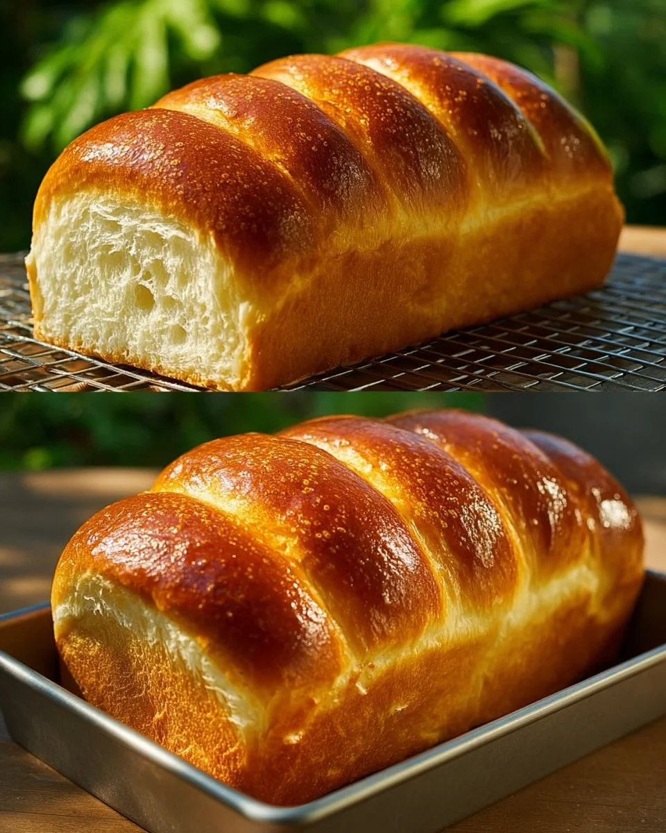 Cloud-soft condensed milk bread baked to perfection with a golden crust.