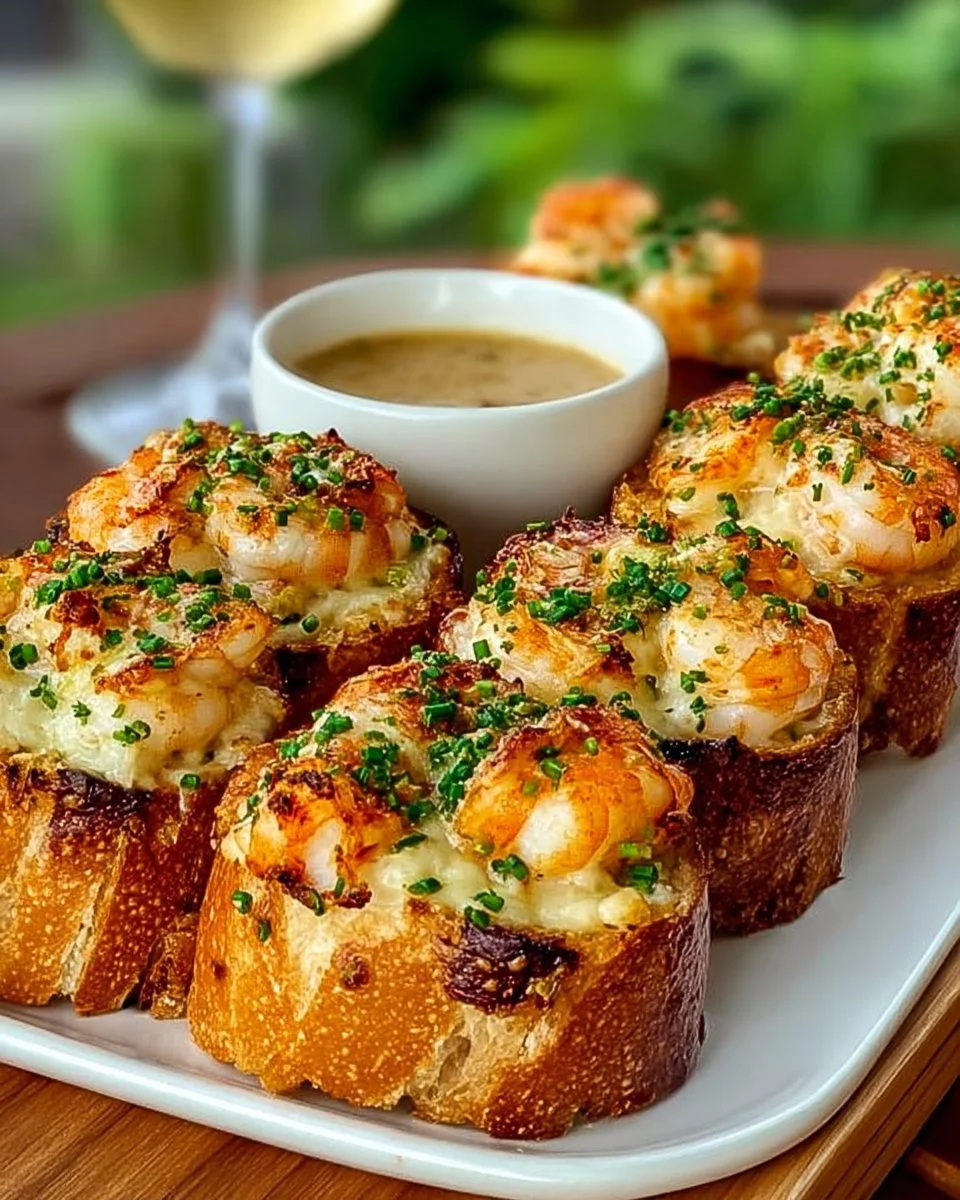 Crabby shrimp-stuffed garlic bread bombs on a wooden platter