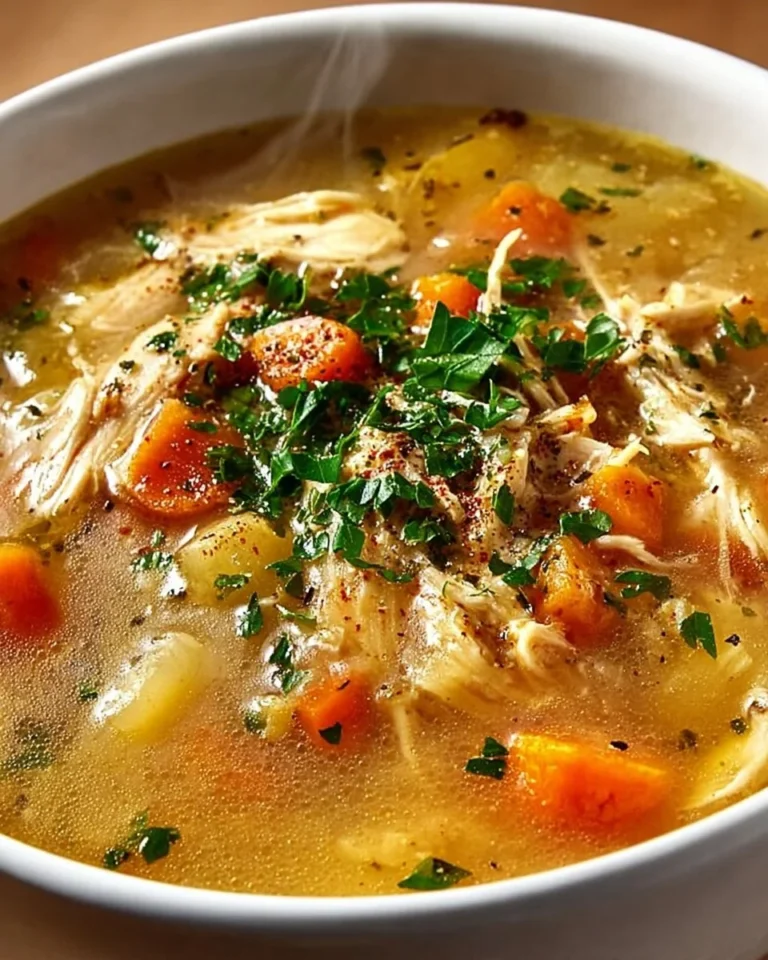 Bowl of creamy Crack Chicken Soup with herbs and spices