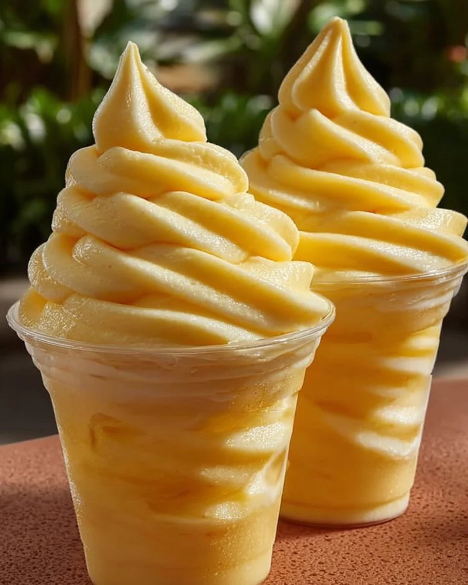 Delicious Dole Pineapple Whip served in a tropical bowl
