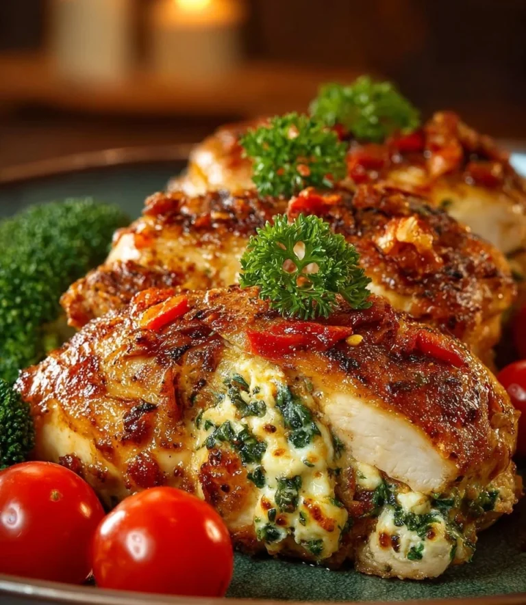 Faszerowane piersi z kurczaka z serem, szpinakiem i suszonymi pomidorami