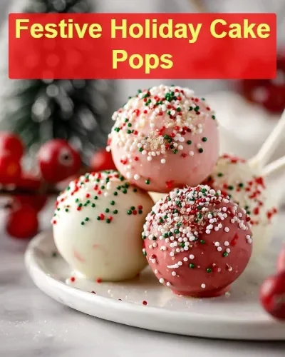 Colorful festive holiday cake pops decorated for Christmas and New Year's celebrations