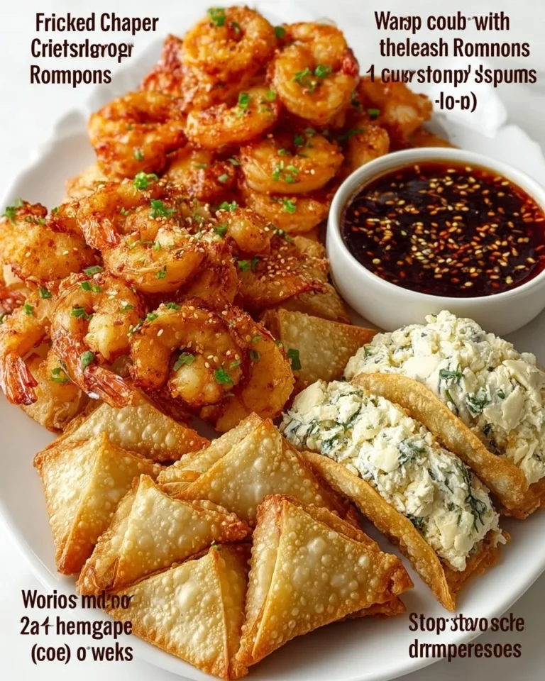 Plate of delicious Firecracker Shrimp with a spicy dipping sauce