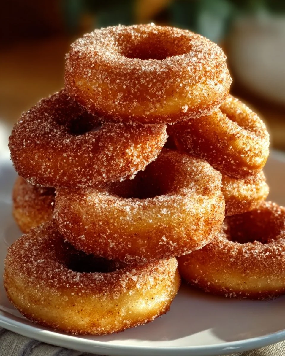 Fried cinnamon sugar apple rings with a crispy coating and sweet aroma