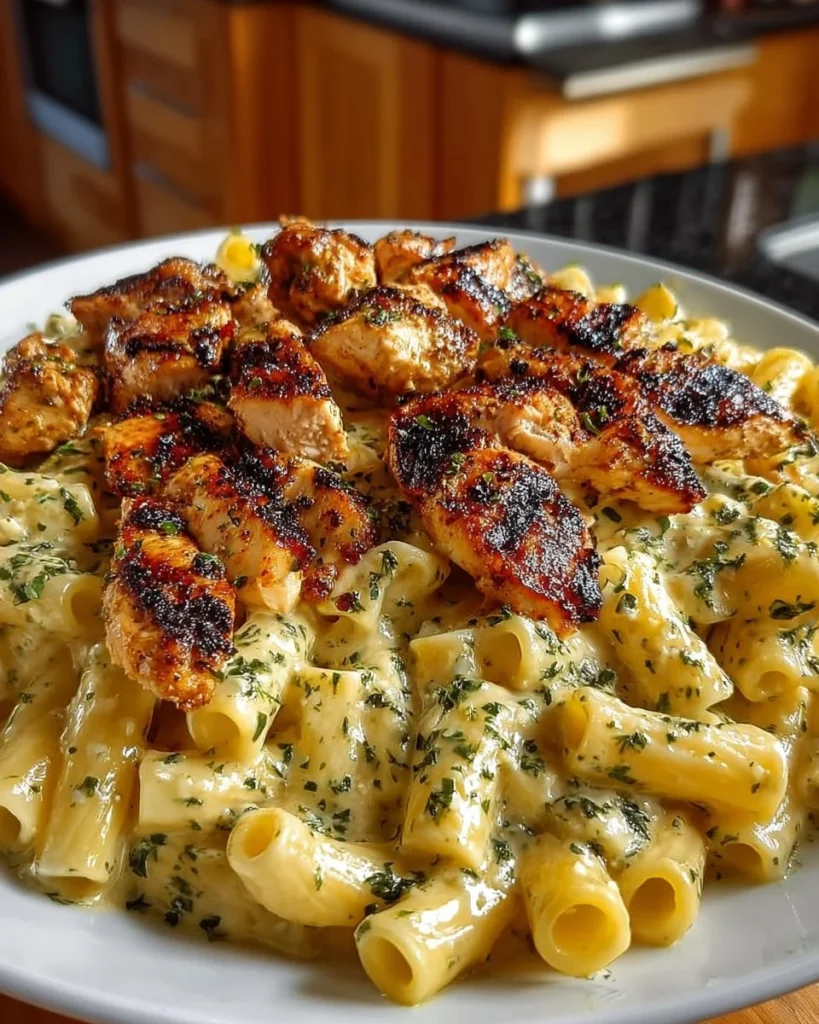 Garlic Butter Chicken Penne in Creamy Alfredo Cheese Sauce
