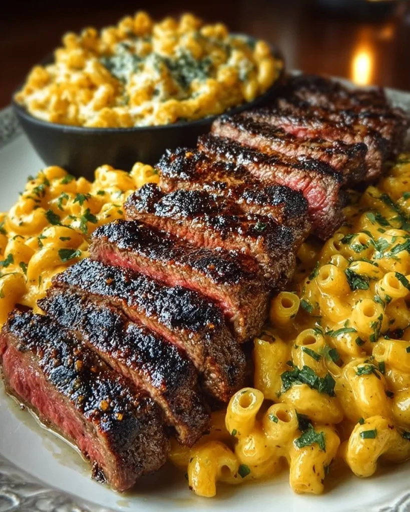 Garlic Butter Steak Bites with Cheesy Mozzarella Rigatoni