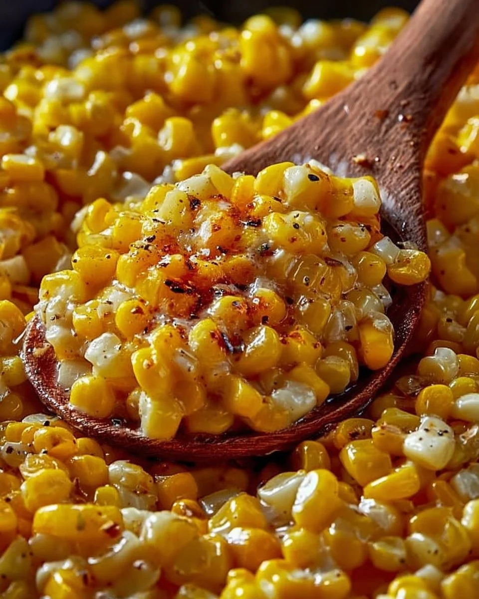 Delicious Honey Butter Skillet Corn served in a skillet