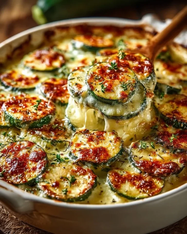 Delicious baked zucchini with cheese, fresh from the oven