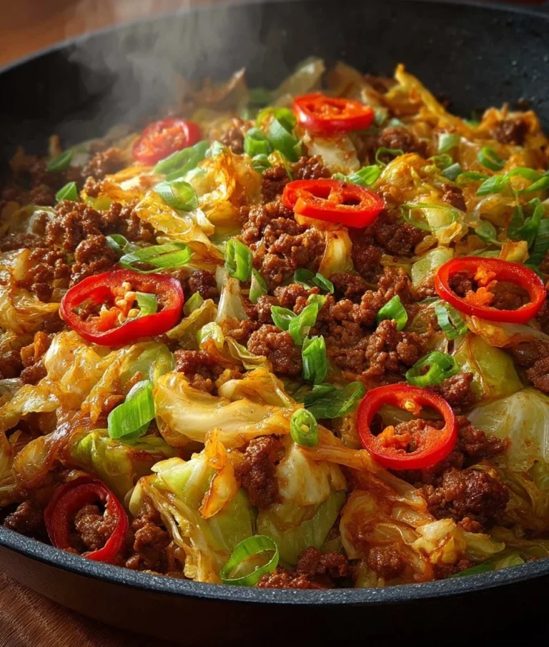 Kapusta z mięsem mielonym na talerzu, tradycyjne danie kuchni polskiej.