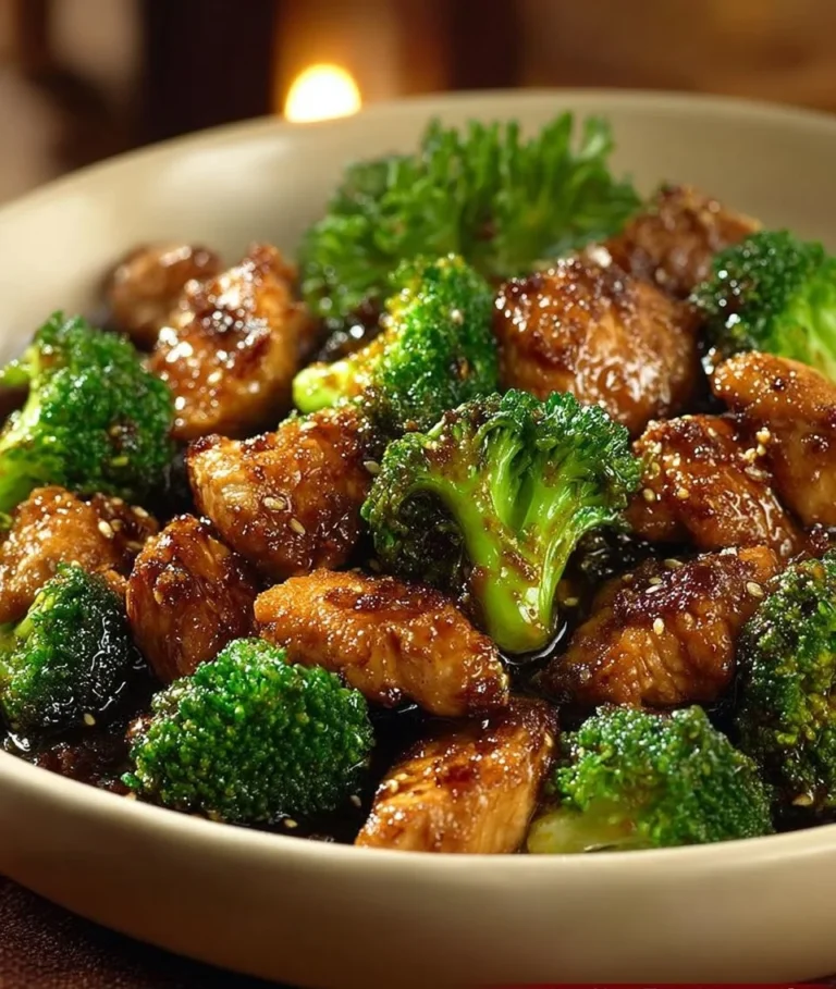 Kurczak teriyaki z brokułami w sosie, smakowite danie azjatyckie