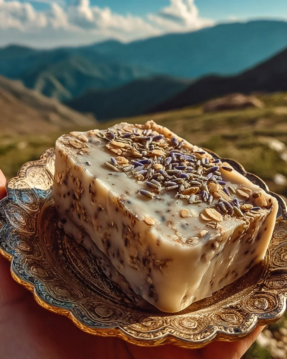 Lavender Oatmeal Soap with soothing ingredients for healthy skin