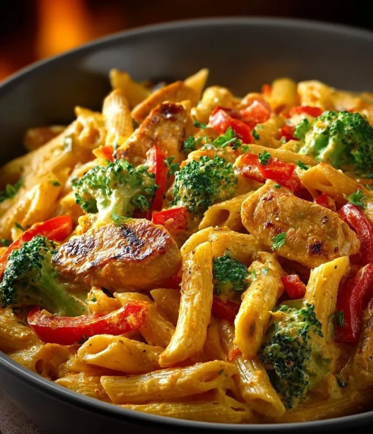 Makaron z kurczakiem i brokułami w kremowym sosie