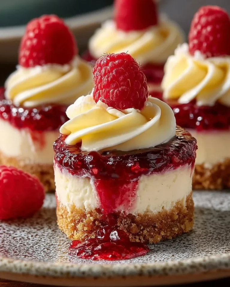 Mini serniczki cytrynowe z malinami na talerzu