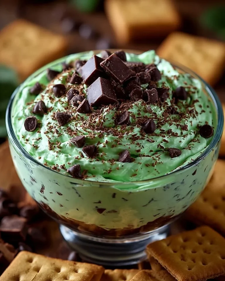 Delicious Mint Chocolate Chip Cheesecake Dip served in a bowl