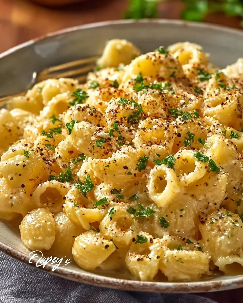 One-pan butter parmesan pasta served in a bowl with grated cheese on top