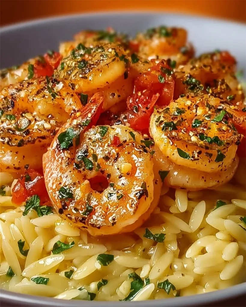 One Pot Garlic Butter Shrimp and Orzo