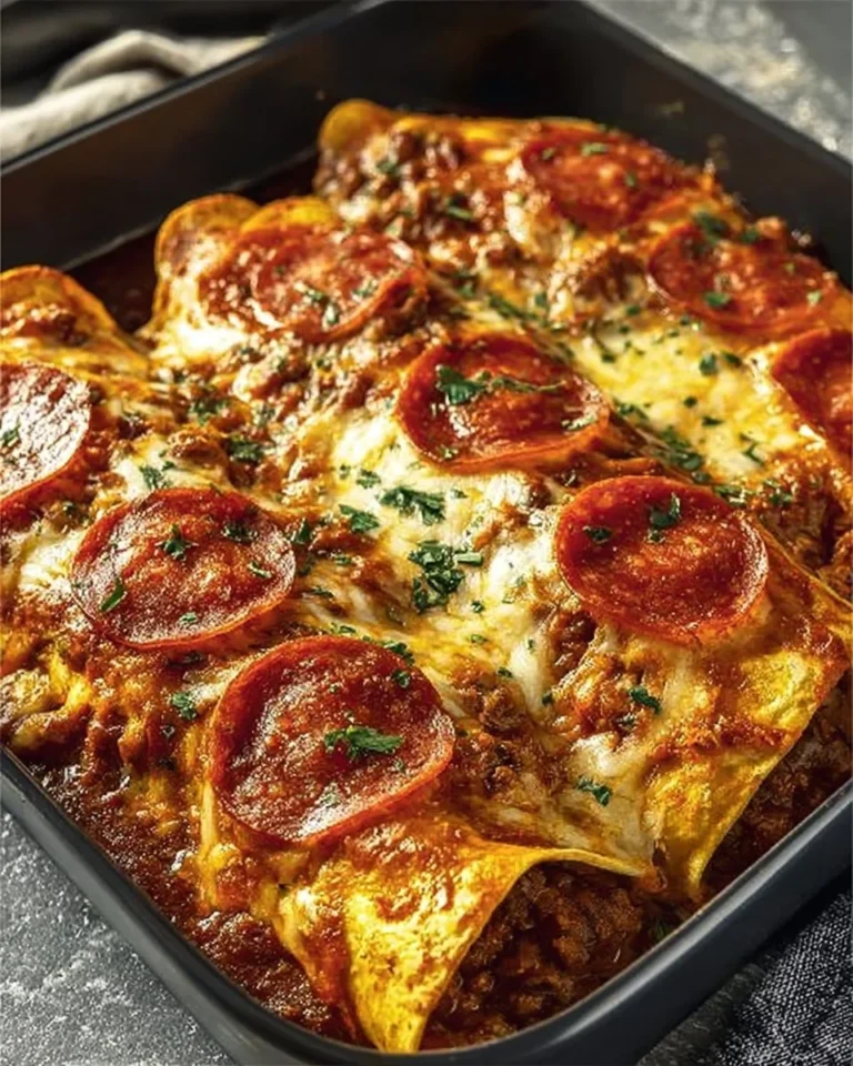 Delicious homemade pizza enchiladas with cheese and toppings.