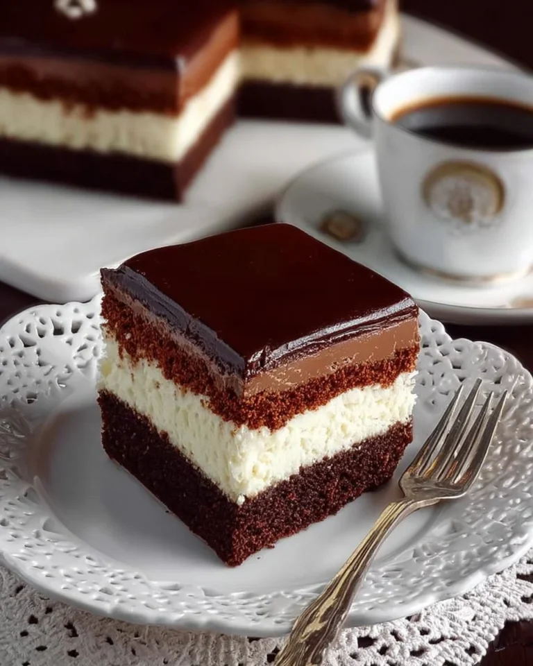 Pyszny Murzynek z kremem na talerzu, idealny na słodkie deserki.