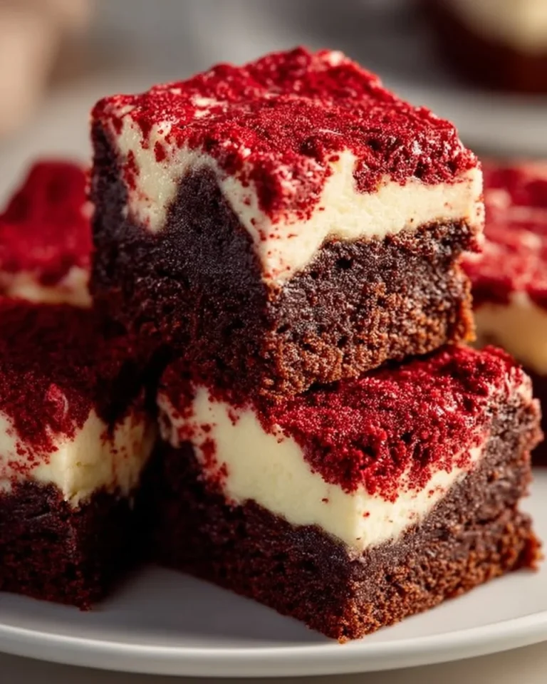 Decadent Red Velvet Cream Cheese Brownies with a rich cream cheese layer