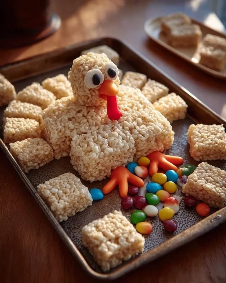 Delicious Rice Krispies Turkey dessert for Thanksgiving