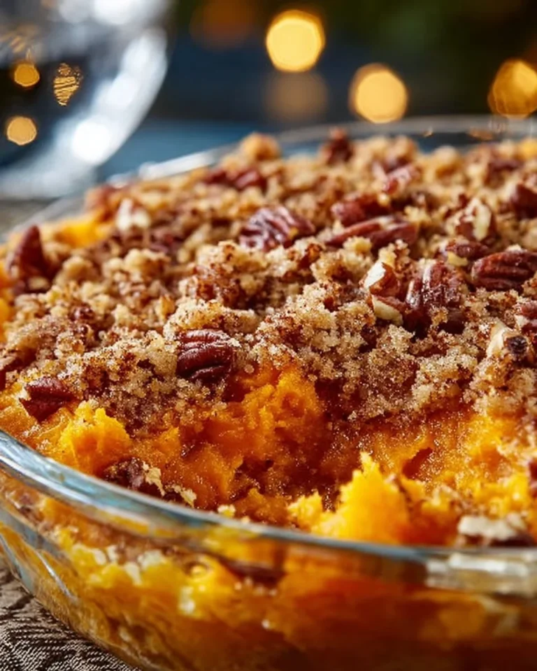 Delicious Ruth Chris Sweet Potato Casserole topped with marshmallows and pecans