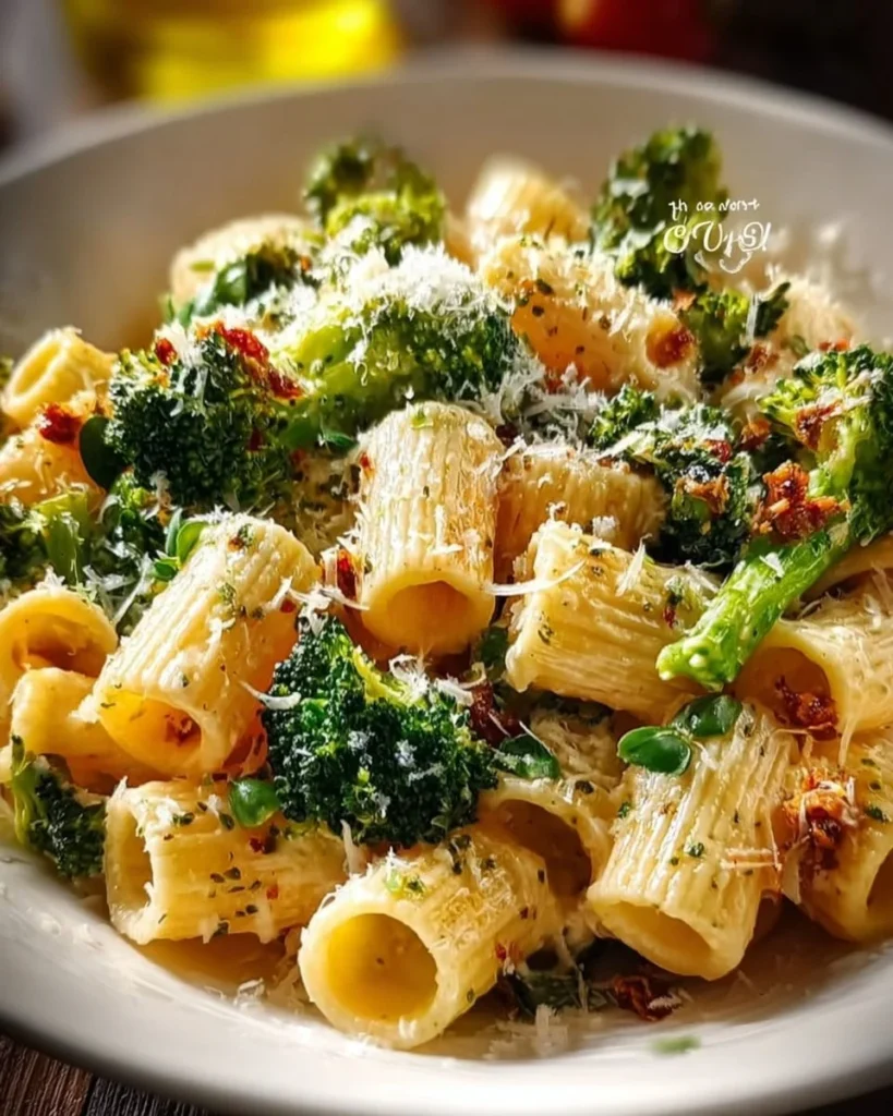 Skillet Ricotta Pasta with Roasted Broccoli and Spinach