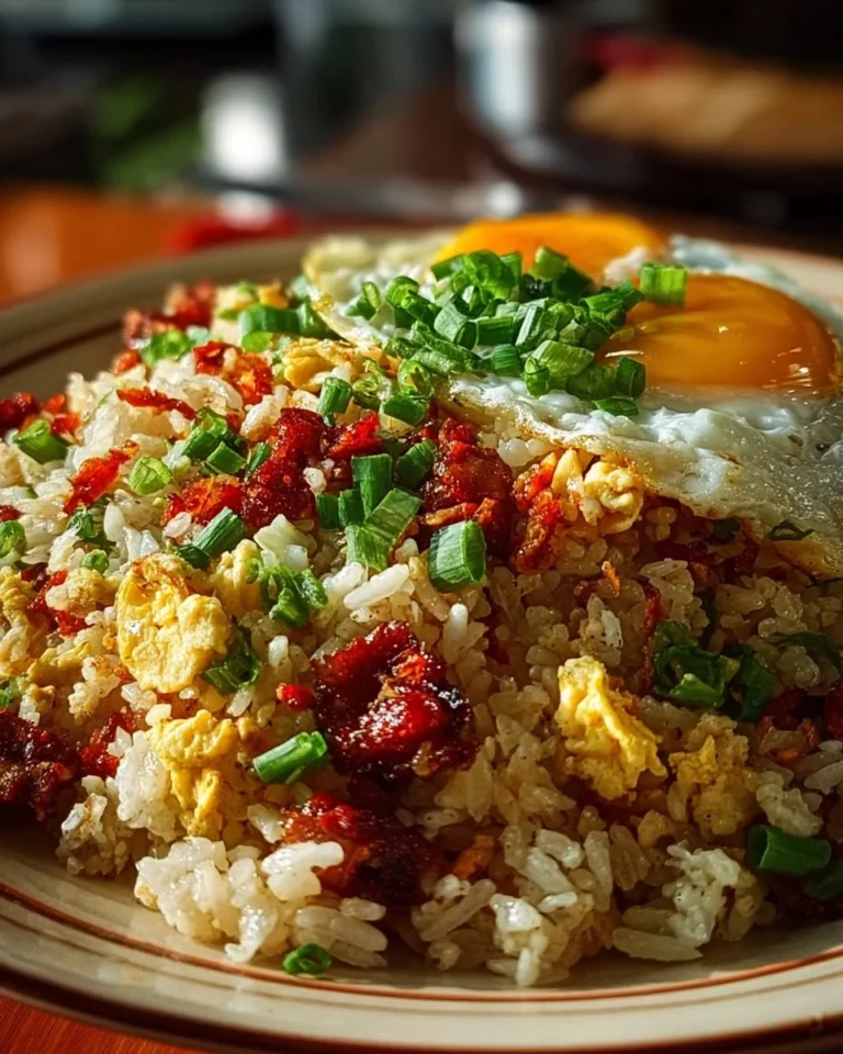 Smażony ryż z jajkiem po chińsku na talerzu