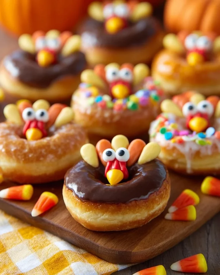 Delicious Turkey Donuts with glaze and toppings on a plate