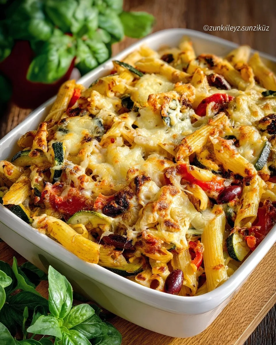 Zapiekanka makaronowa z mięsem mielonym i kolorowymi warzywami