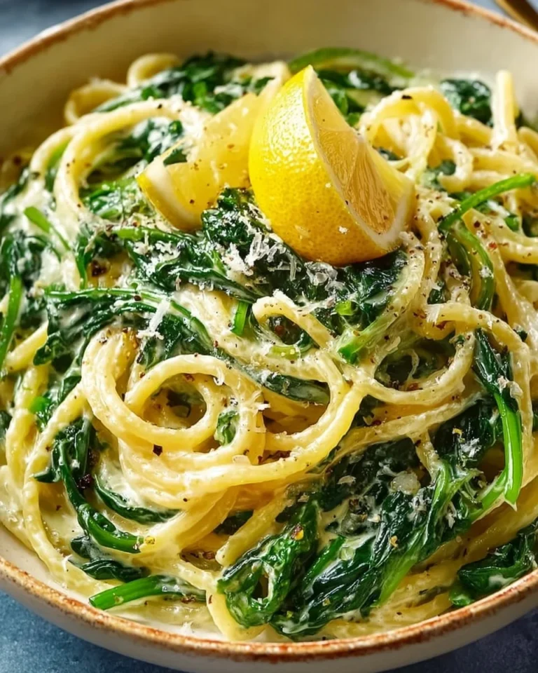 Zesty lemon ricotta pasta with spinach served in a bowl